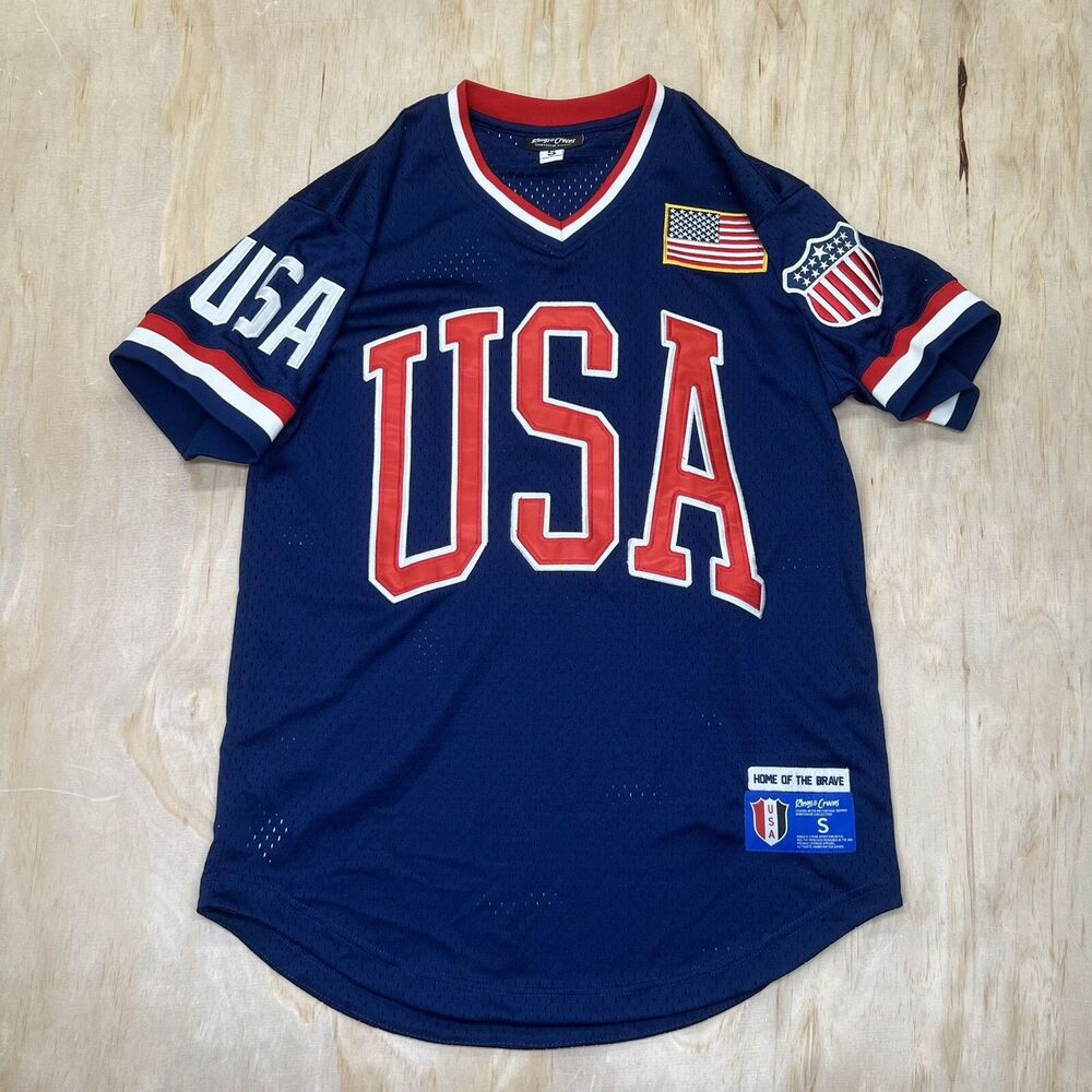 NEW No Tags SM USA Rings & Crwns Country Pride V-Neck Mesh Baseball Jersey
